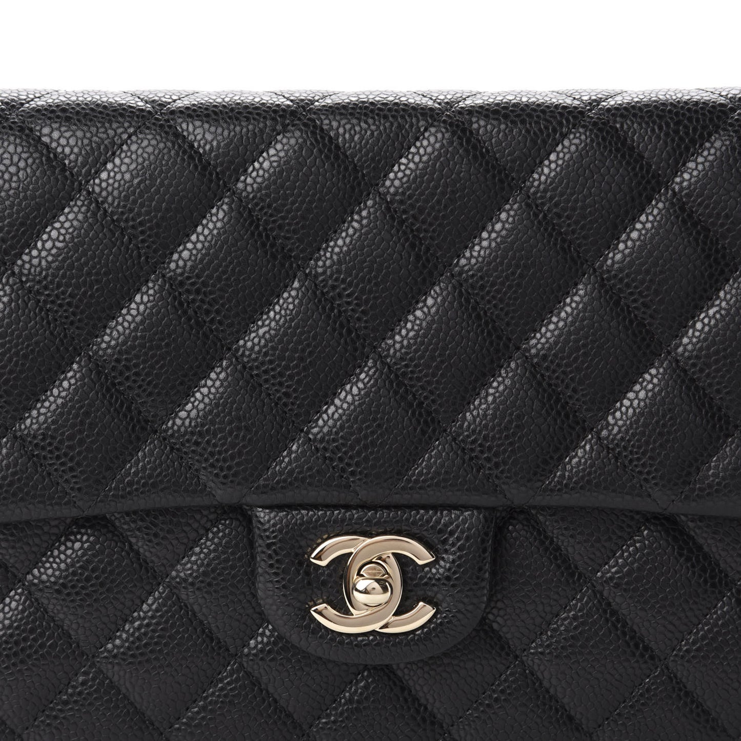 Caviar Quilted Flap Clutch Black