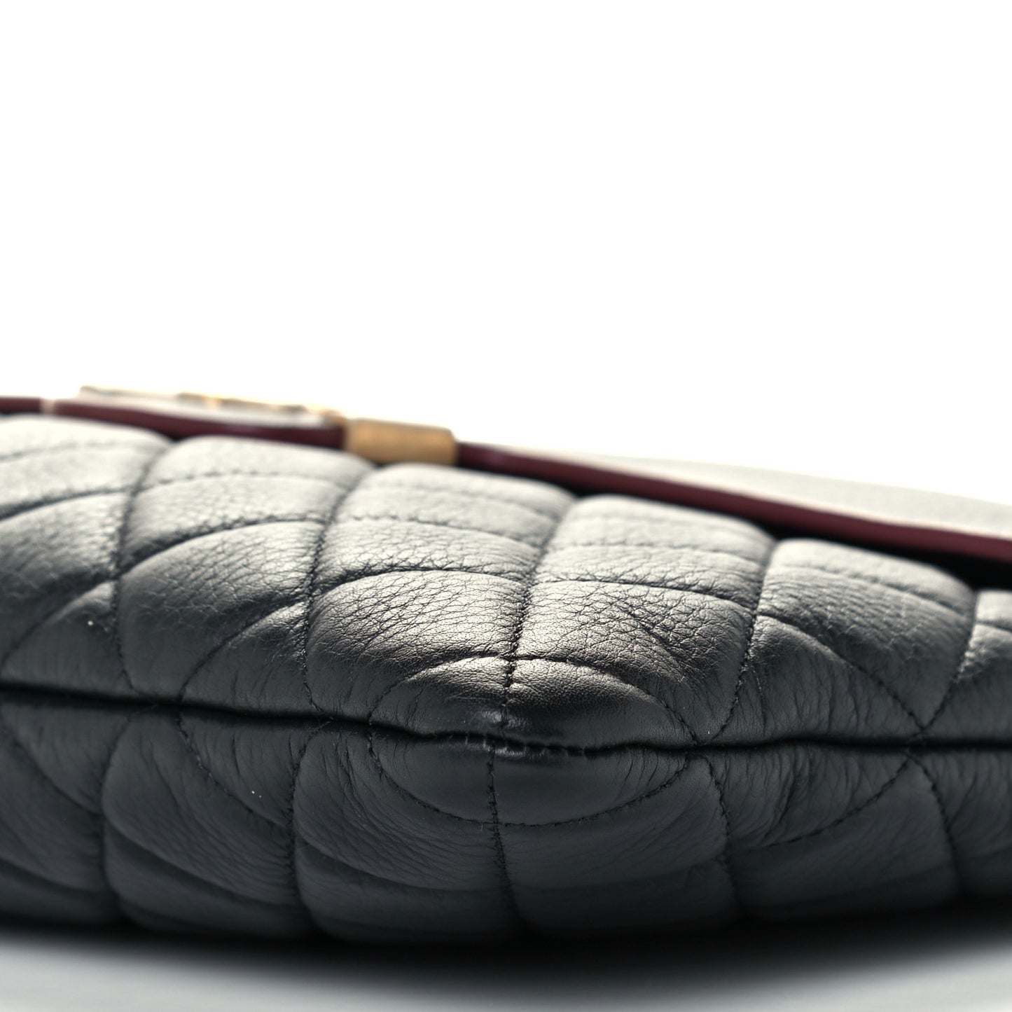 Grained Calfskin Quilted Large Archi Chic Cosmetic Case Black
