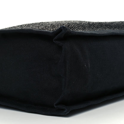 Saint Laurent Raffia Linen Calfskin Rive Gauche Tote Black 9 of 10