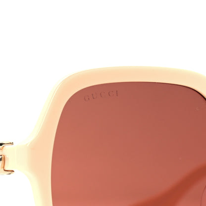 Gucci Acetate Oversize Rectangle Frame GG1072SA Sunglasses Shiny Solid Powder Pink Ivory 7 of 8