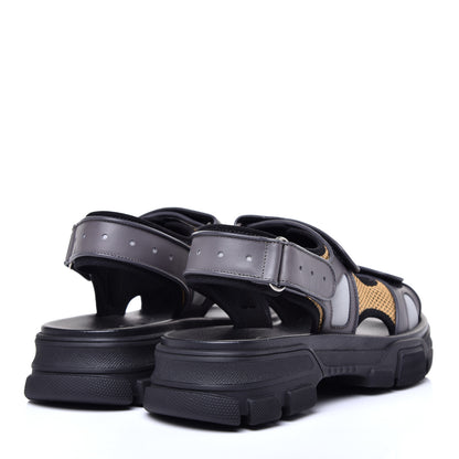 Gucci X SEGA Nappa Mesh Mens Aguru Sandals 8 Loess Black 4 of 11