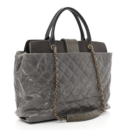 Chanel Glazed Calfskin Stingray Large Bindi CC Tote Grey 3 of 11