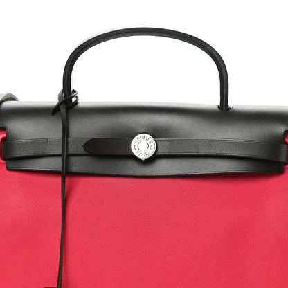 Hermes Vache Hunter Toile Herbag Zip 31 PM Rose Extreme Black 9 of 11