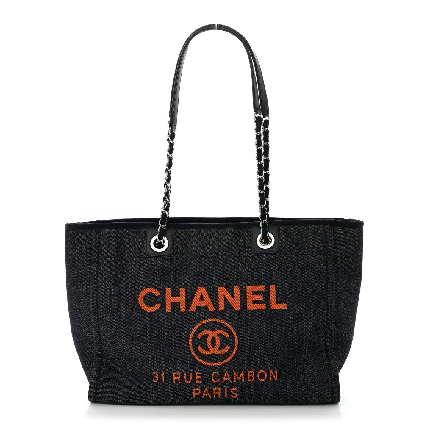 Denim Small Deauville Tote Blue Orange