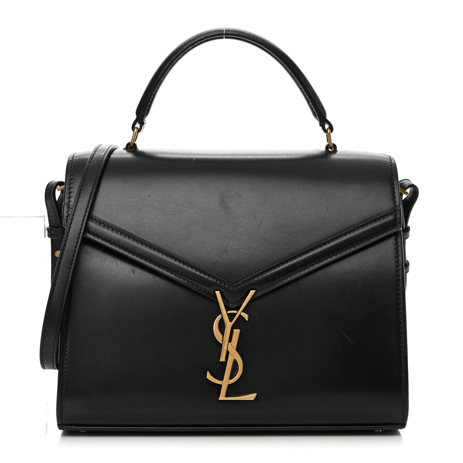 Saint Laurent Smooth Calfskin Medium Classic Monogram Cassandra Top Handle Black Rouge Legion 1 of 19