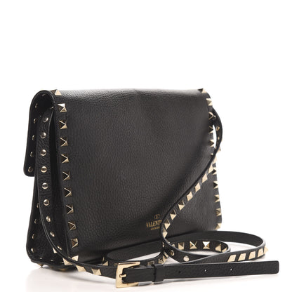 Valentino Garavani Pebbled Calfskin Medium Rockstud Flip Lock Crossbody Bag Black 3 of 14