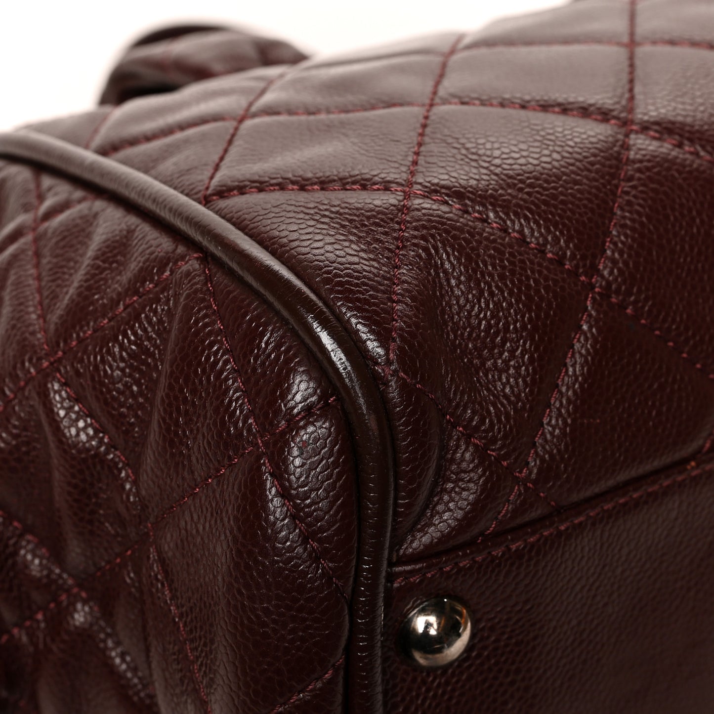 Caviar Quilted CC Timeless Bowler Burgundy