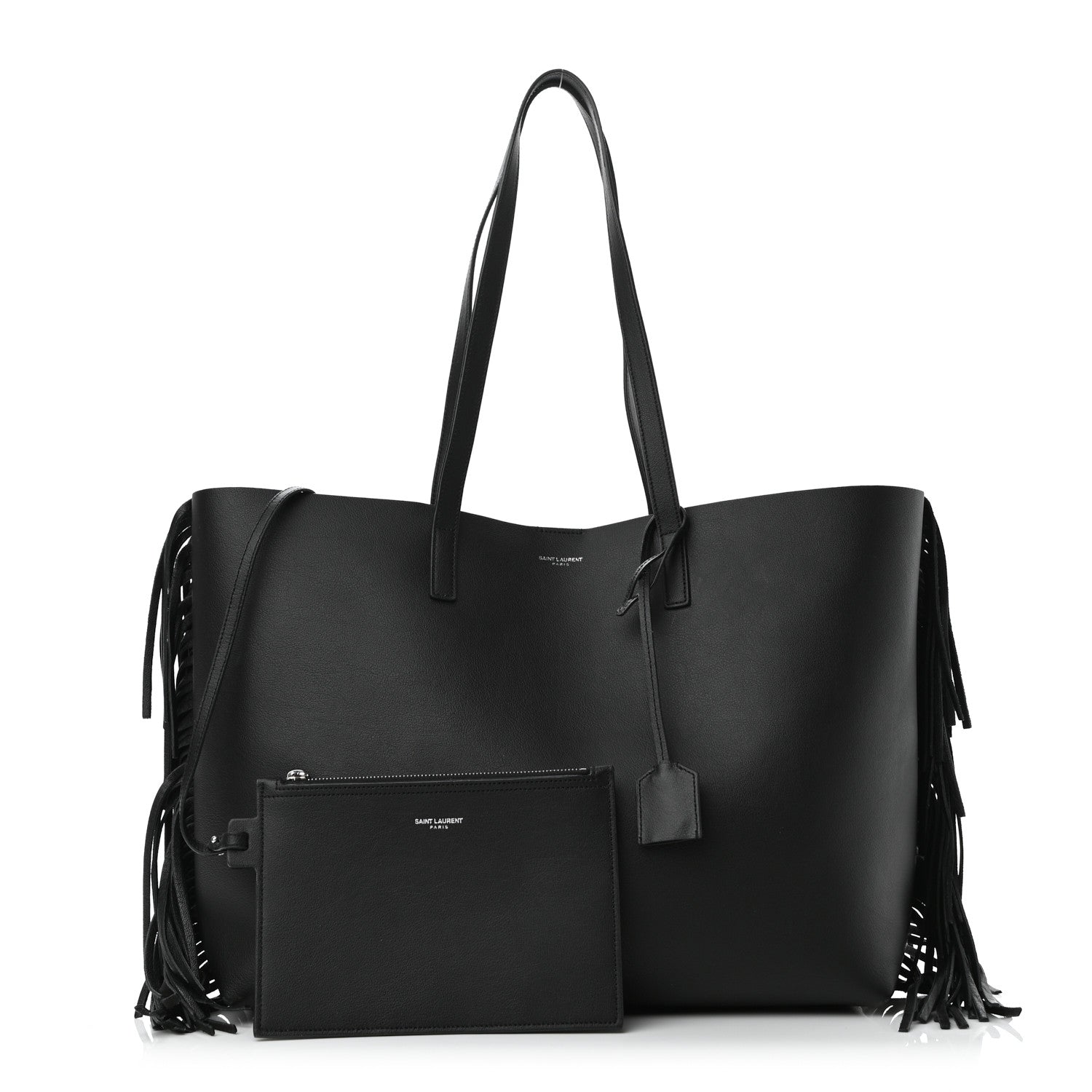 Saint Laurent Calfskin Large Fringe Shopping Tote Black 1 of 10