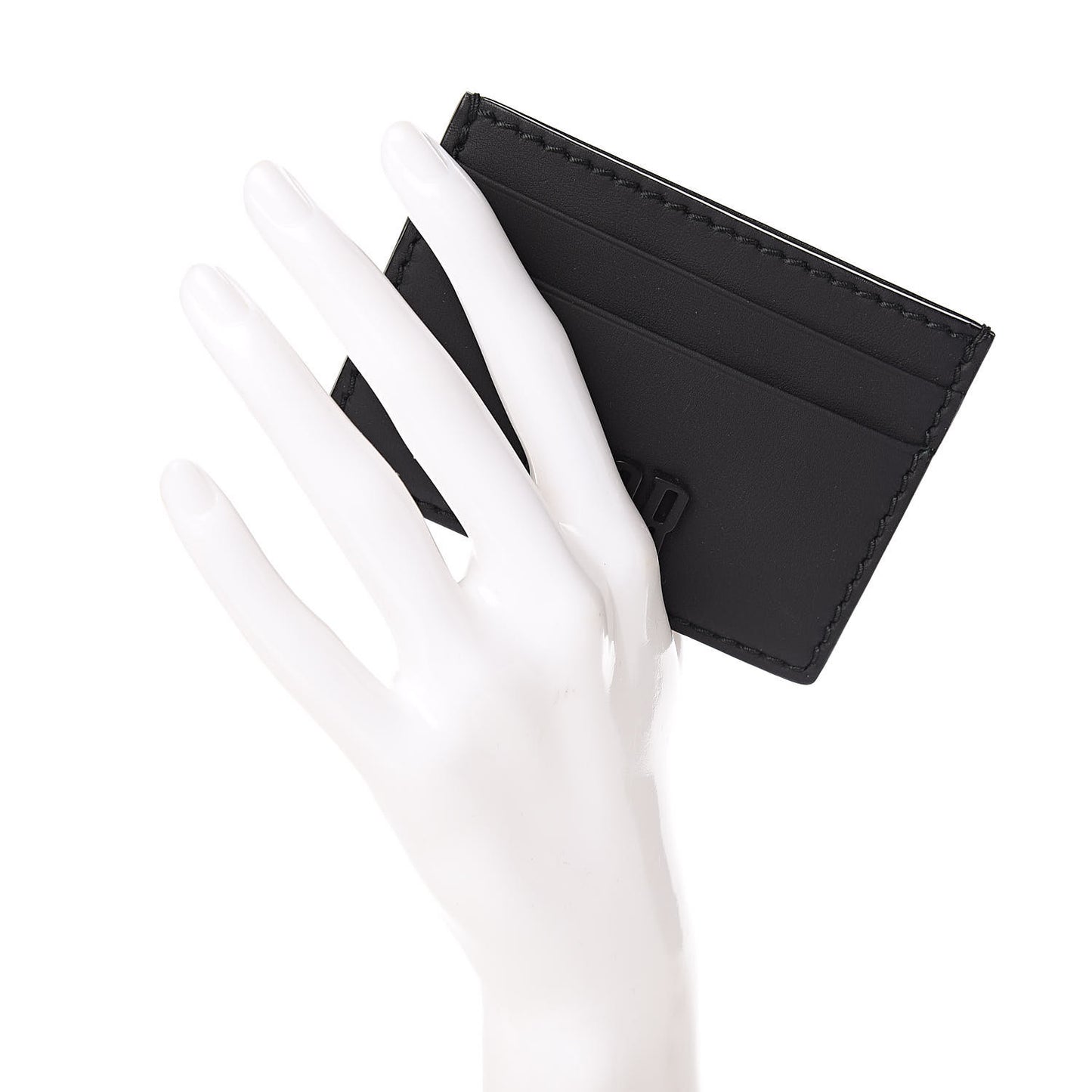Calfskin D-Fence Card Holder Black