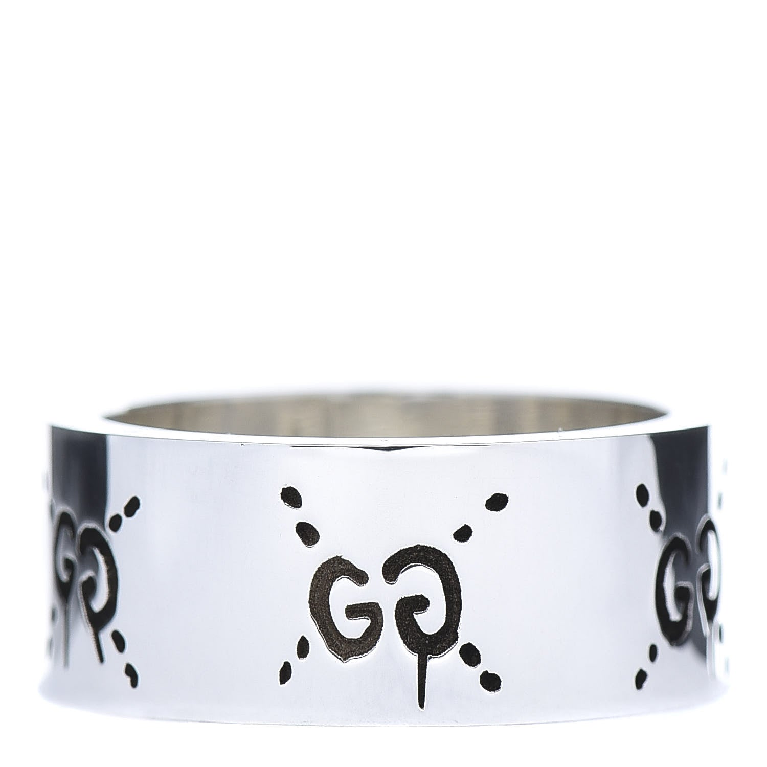 Gucci Sterling Silver GucciGhost Hamlet Skull Band Ring 58 8.25 3 of 6