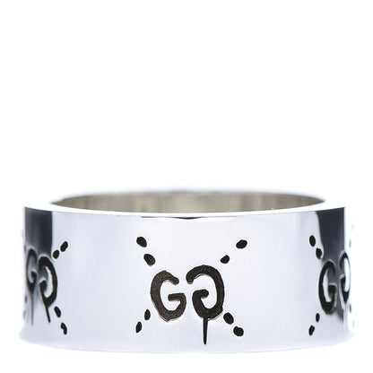 Gucci Sterling Silver GucciGhost Hamlet Skull Band Ring 58 8.25 3 of 6