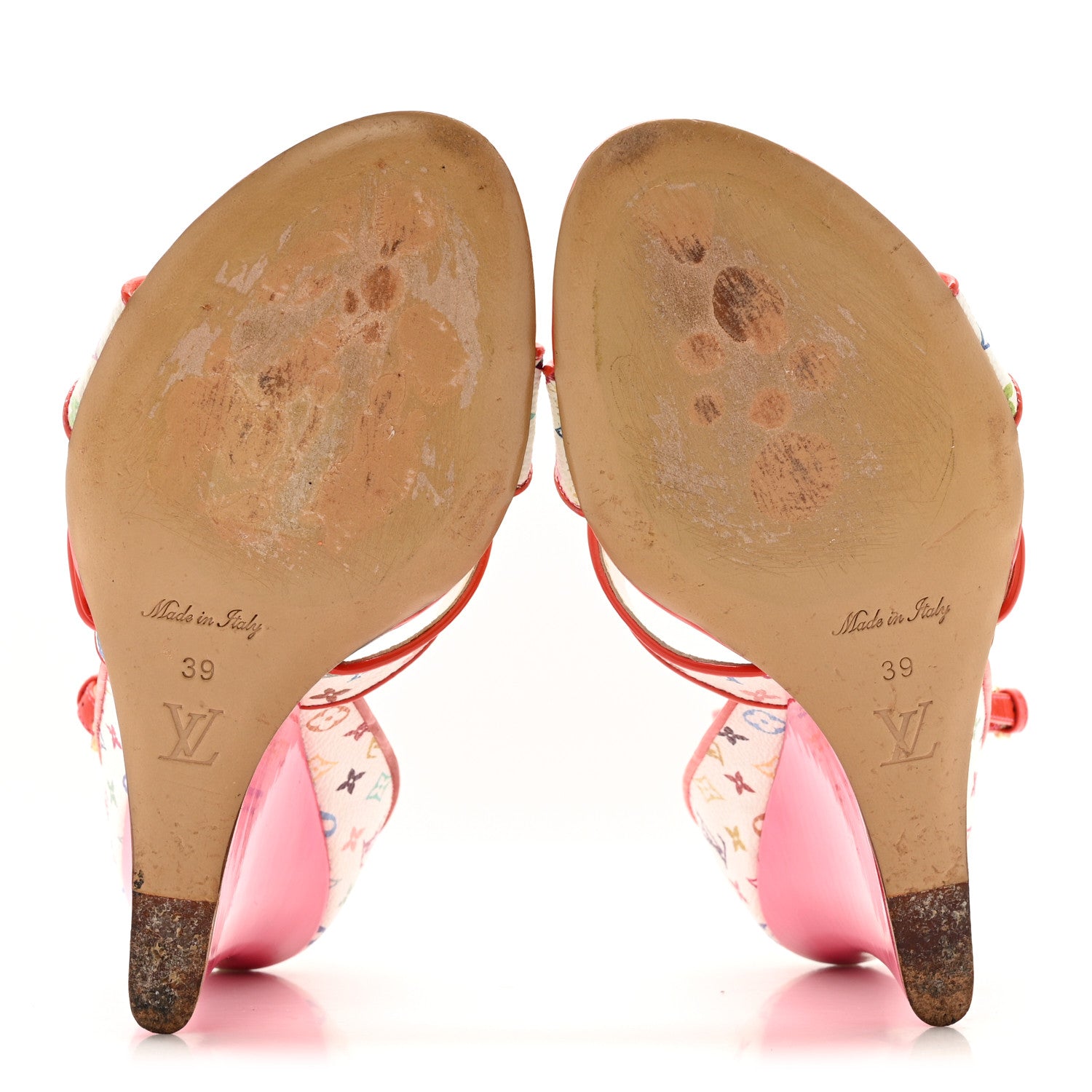 Louis Vuitton Monogram Multicolor Wedge Sandals 39 White Pink 14 of 28