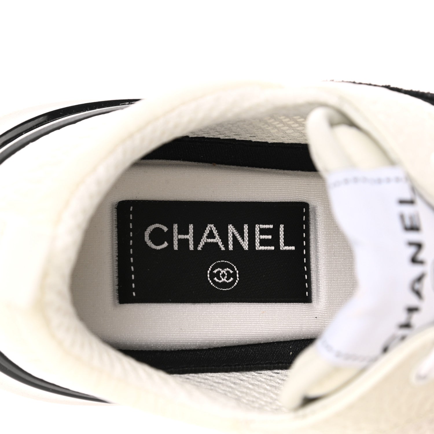 Chanel Calfskin Mesh Lycra Suede Womens Logo Sneakers 35.5 White 6 of 8
