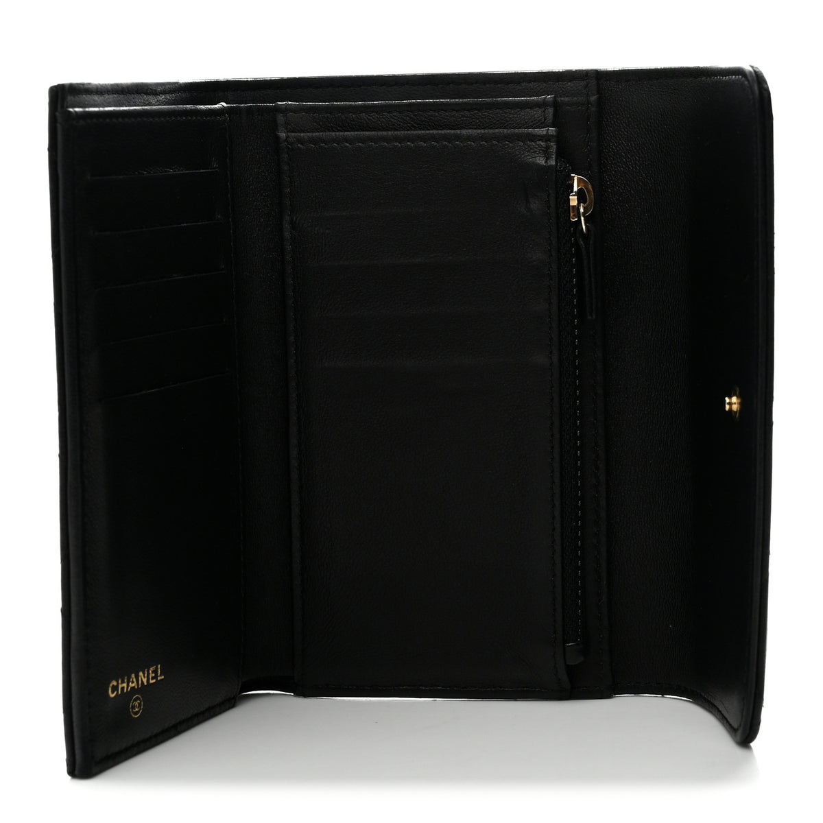 Chanel Lambskin Quilted Small Flap Wallet Black 5 of 8