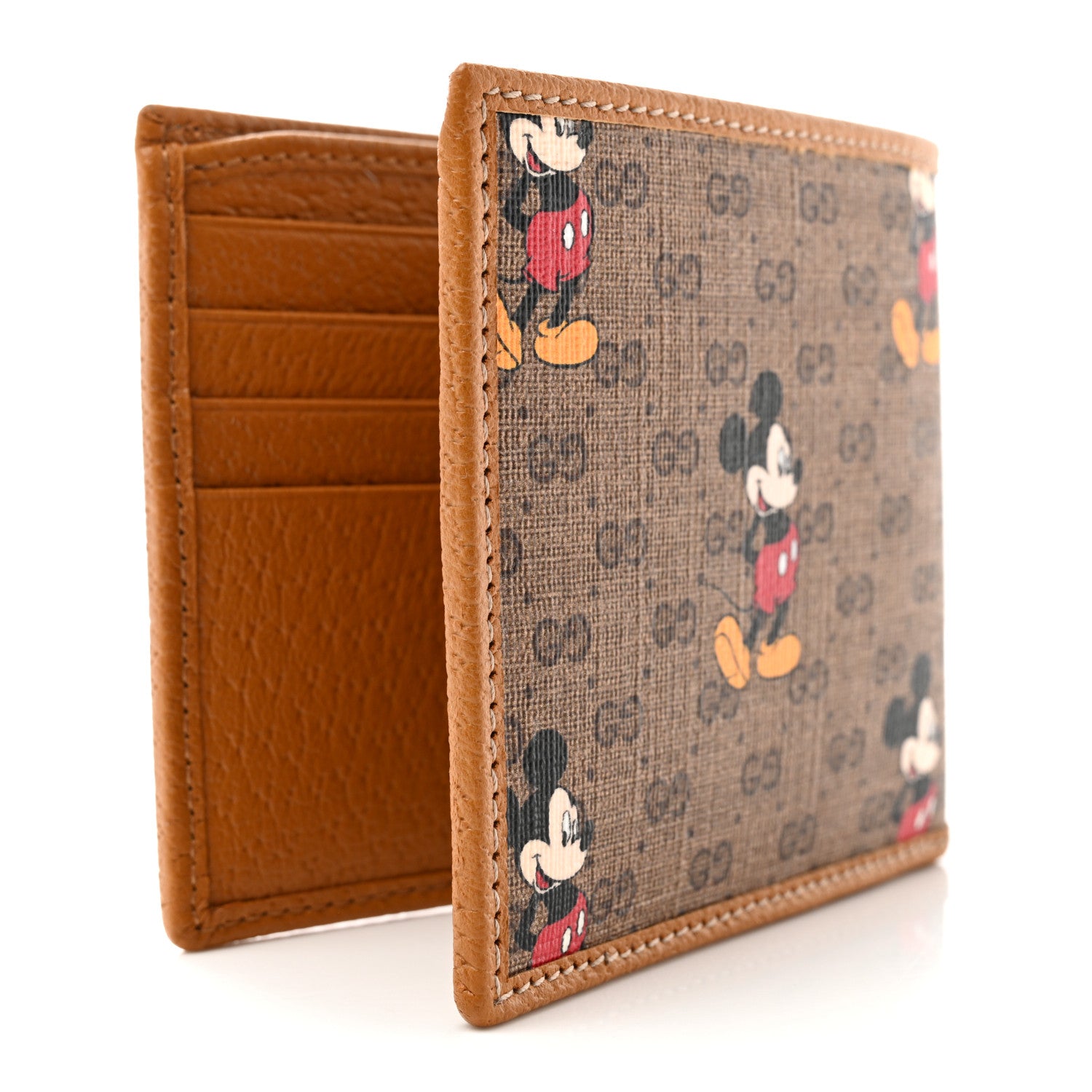 Gucci X DISNEY Mini Vintage GG Supreme Monogram Mickey Mouse Wallet Beige Vintage Sun Oil 3 of 6