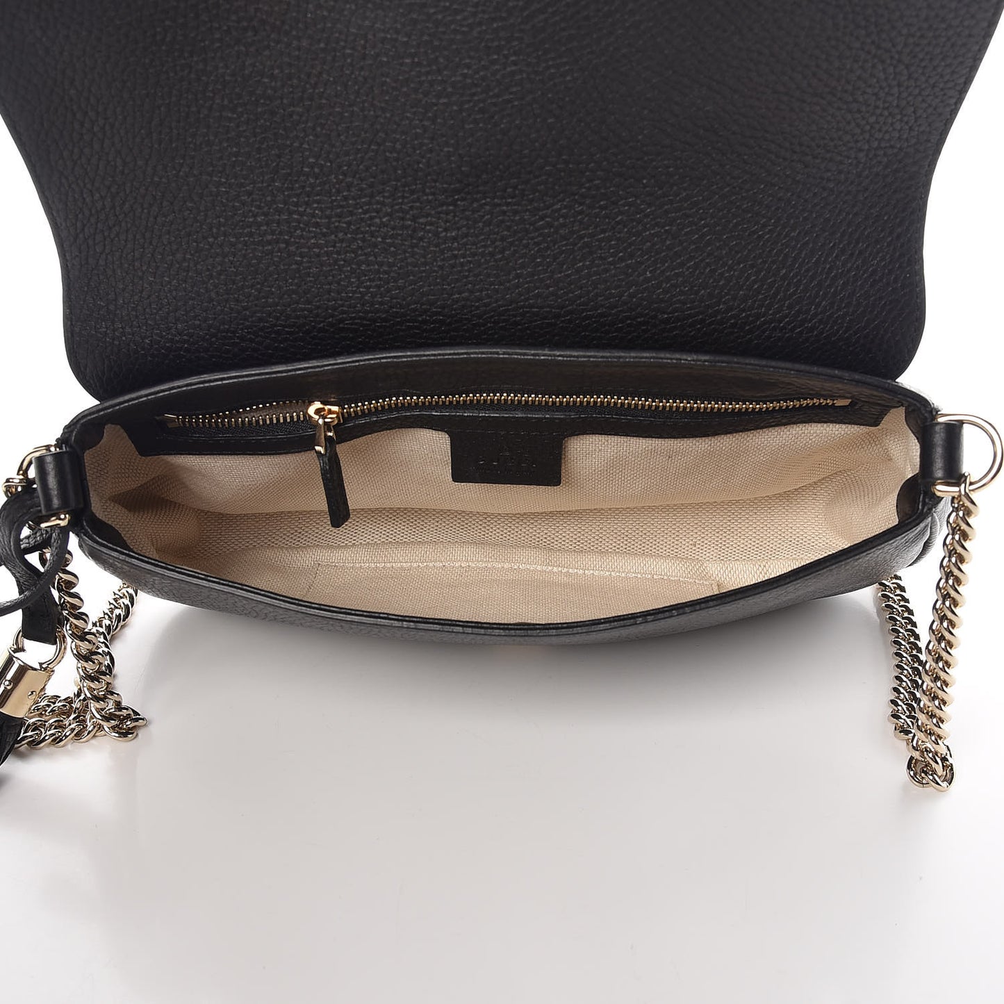 Pebbled Calfskin Medium Soho Flap Crossbody Black