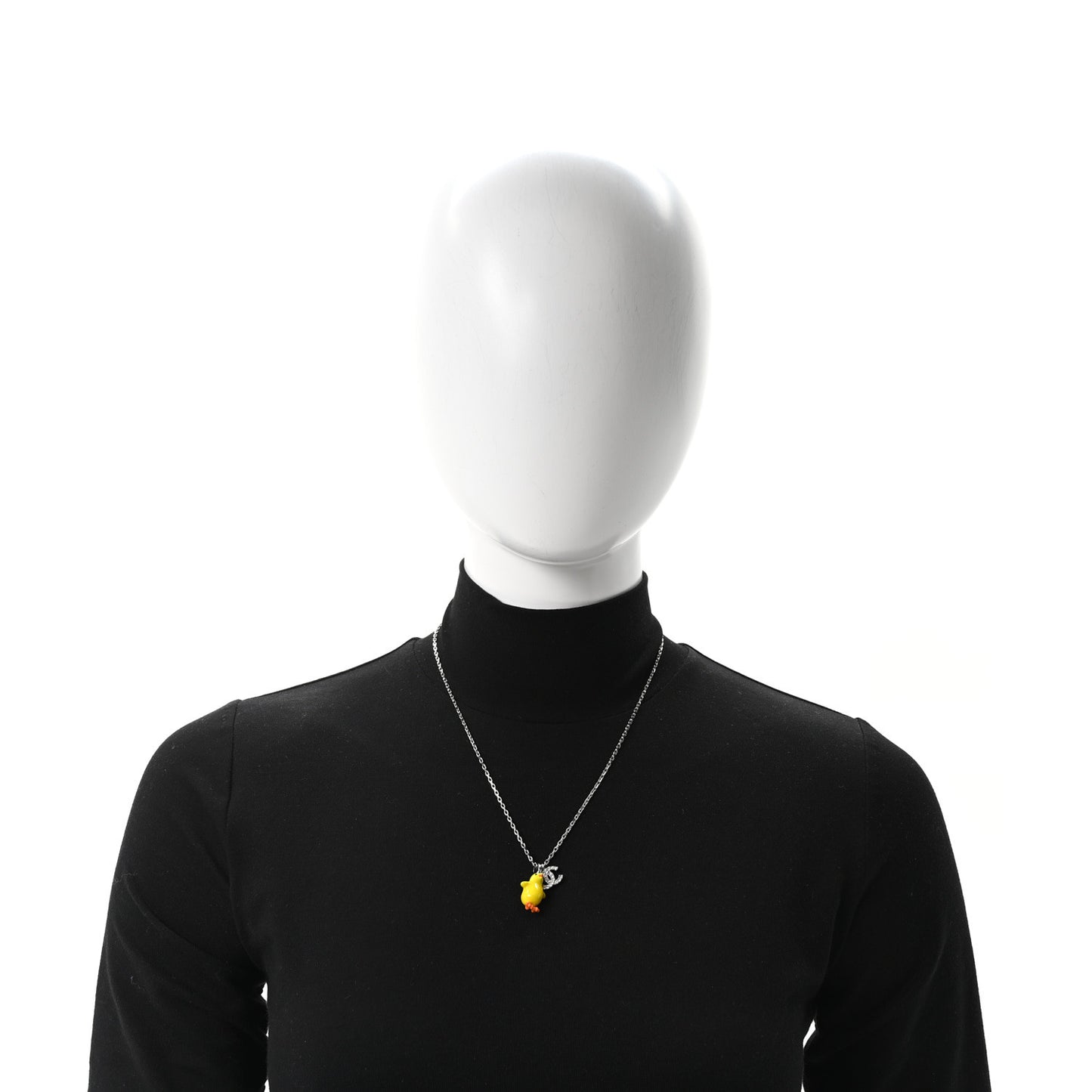 Metal Resin Strass Crystal CC Baby Chick Pendant Necklace Silver Yellow Orange