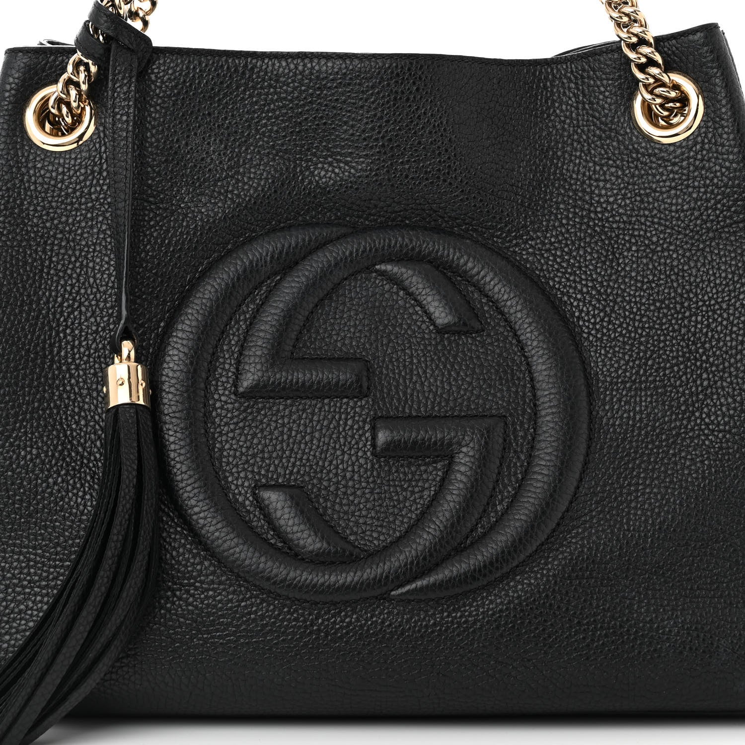 Gucci Pebbled Calfskin Medium Soho Chain Shoulder Bag Black 8 of 11
