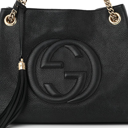 Gucci Pebbled Calfskin Medium Soho Chain Shoulder Bag Black 8 of 11