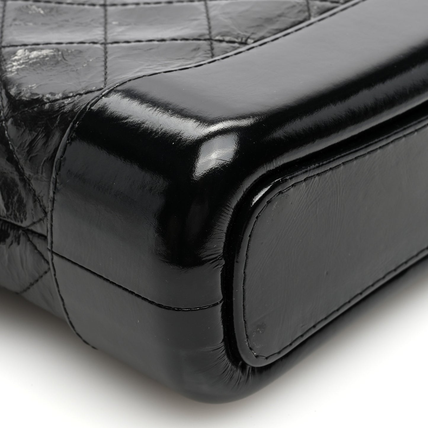 Shiny Calfskin Quilted Small Gabrielle Hobo Black