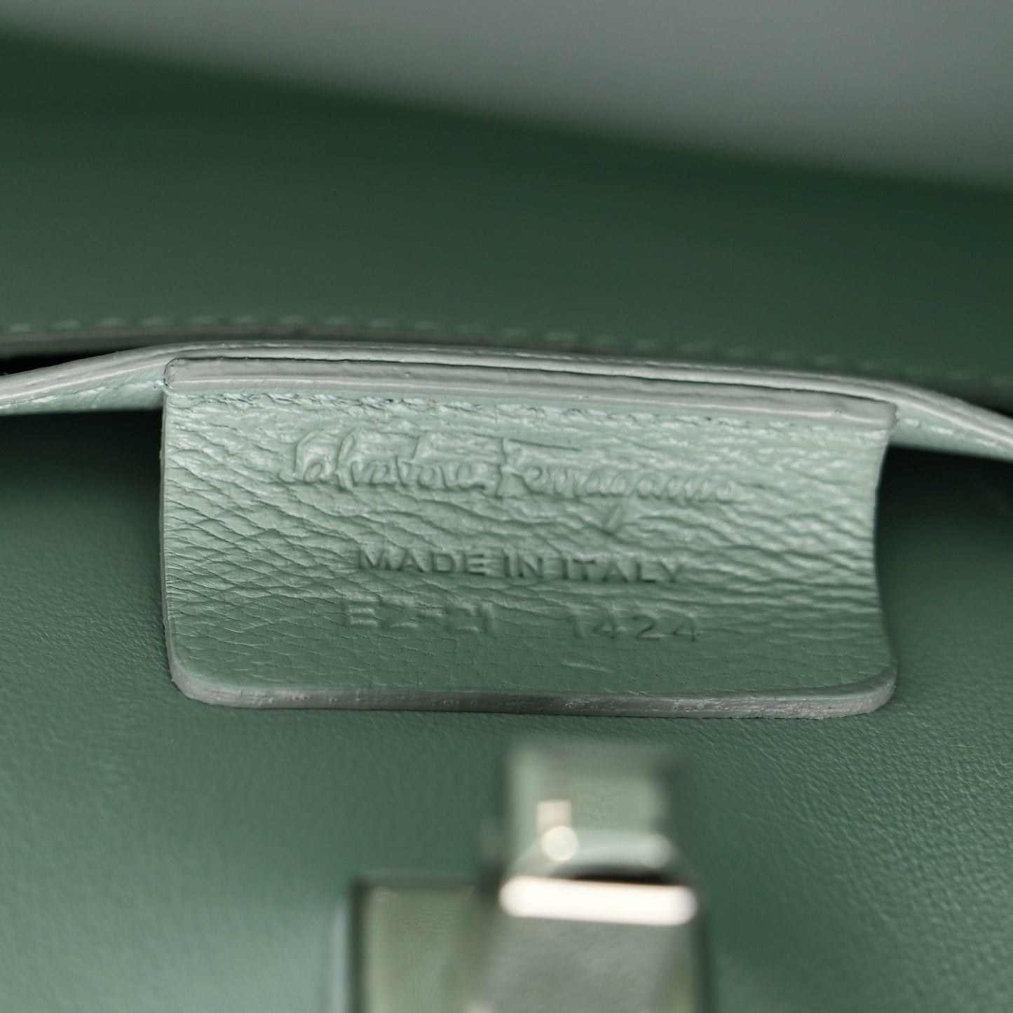 Hammered Calfskin Small The Studio Box Bag Aqua Green