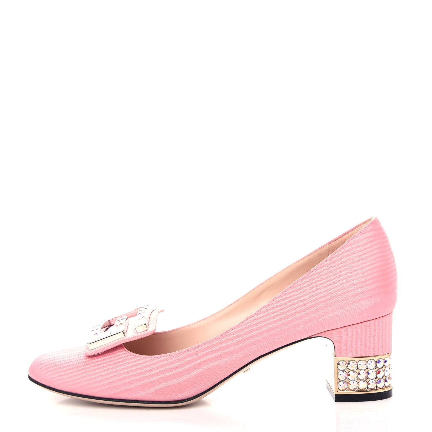 Moire Fabric Crystal Square G Madelyn Mid-Heel Pumps 39 Light Peony