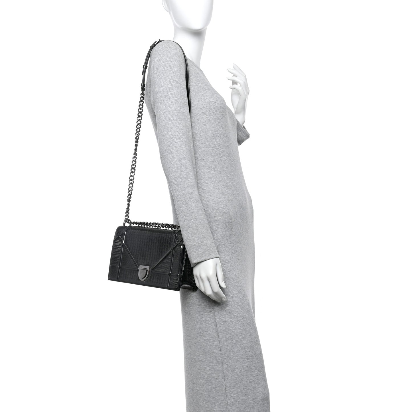 Metallic Patent Micro-Cannage Medium Diorama Flap Bag Onyx Black
