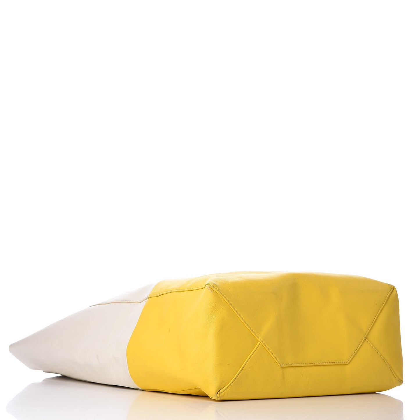 Lambskin Vertical Bi-Cabas White Sun Yellow