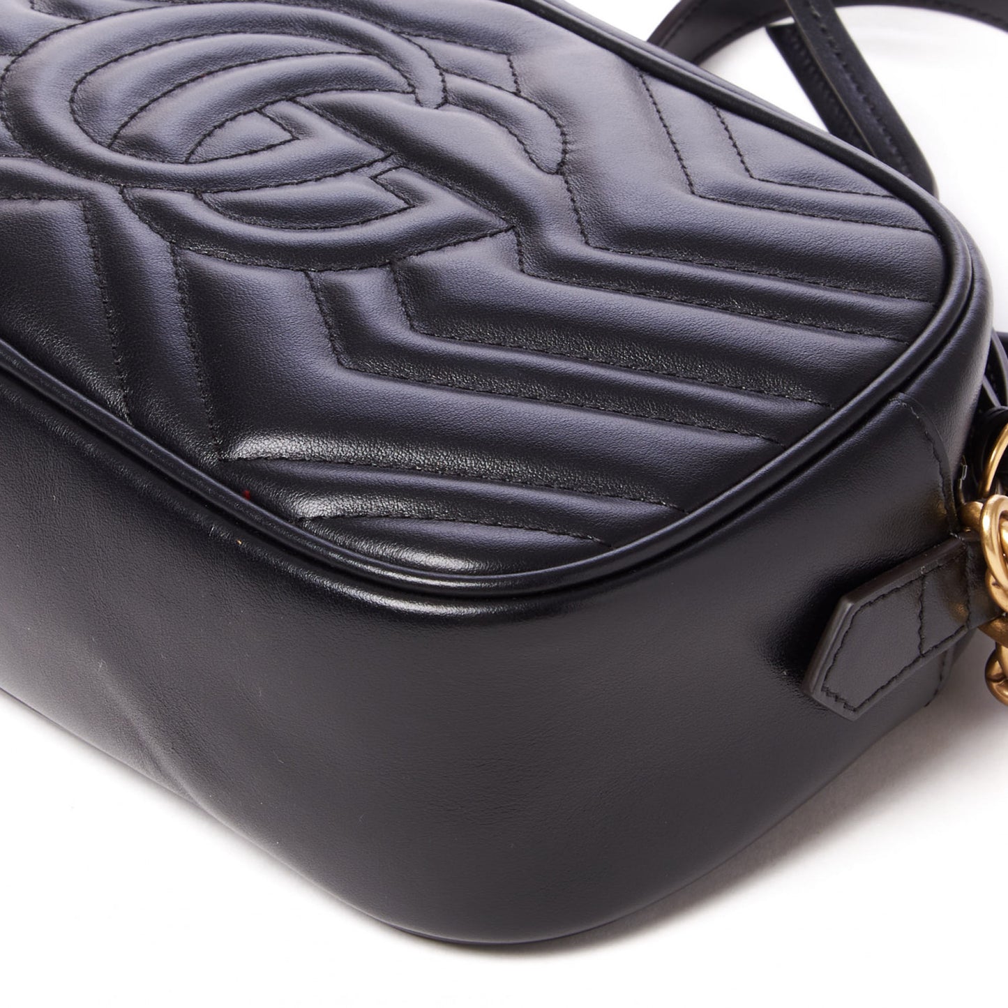 Calfskin Matelasse Small GG Marmont Chain Shoulder Bag Black