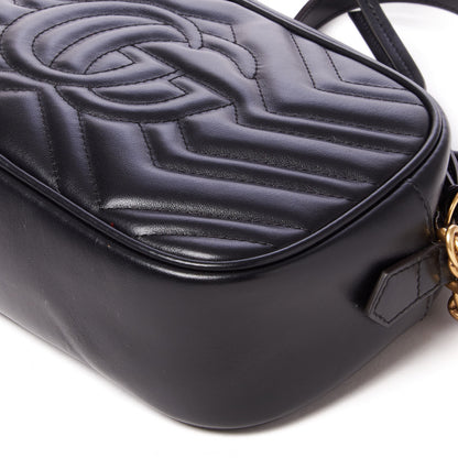 Gucci Calfskin Matelasse Small GG Marmont Chain Shoulder Bag Black 6 of 8