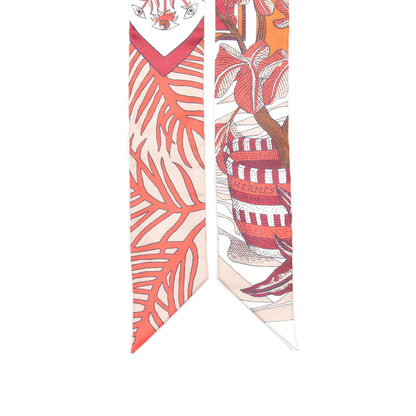 Hermes Silk La Danse Des Amazones Twilly Beige Corail Brun 4 of 4