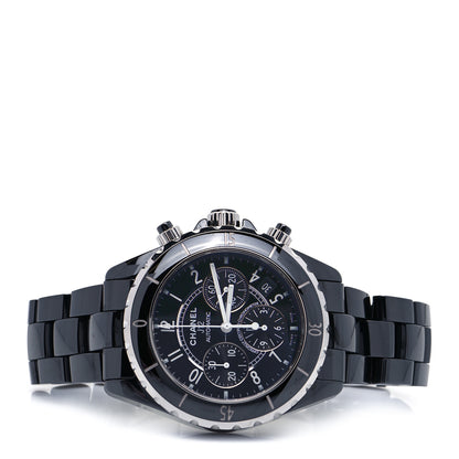 Chanel Stainless Steel Ceramic 41mm J12 Chronograph Automatic Watch Black 2 of 4