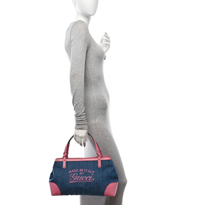 Gucci Denim Calfskin Denim Tote Pink 2 of 14