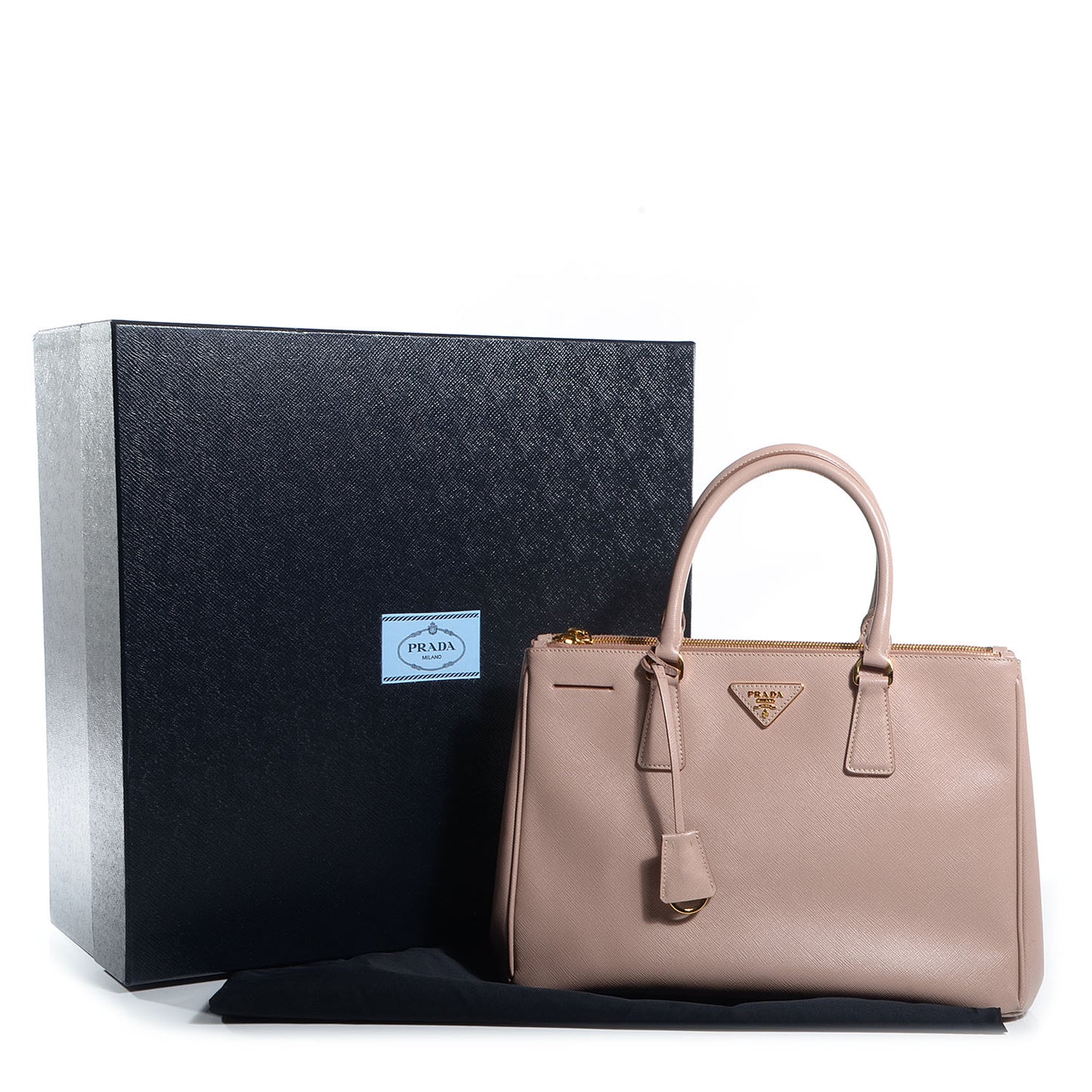Saffiano Lux Medium Double Zip Tote Cammeo