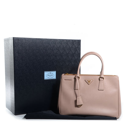 Prada Saffiano Lux Medium Double Zip Tote Cammeo 9 of 9