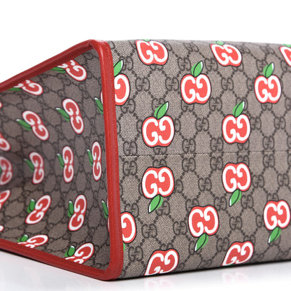 Gucci GG Supreme Monogram Apple Dollar Calfskin Large Retro Interlocking G Tote Bag Beige Ebony Multicolor Lobster Red 6 of 11