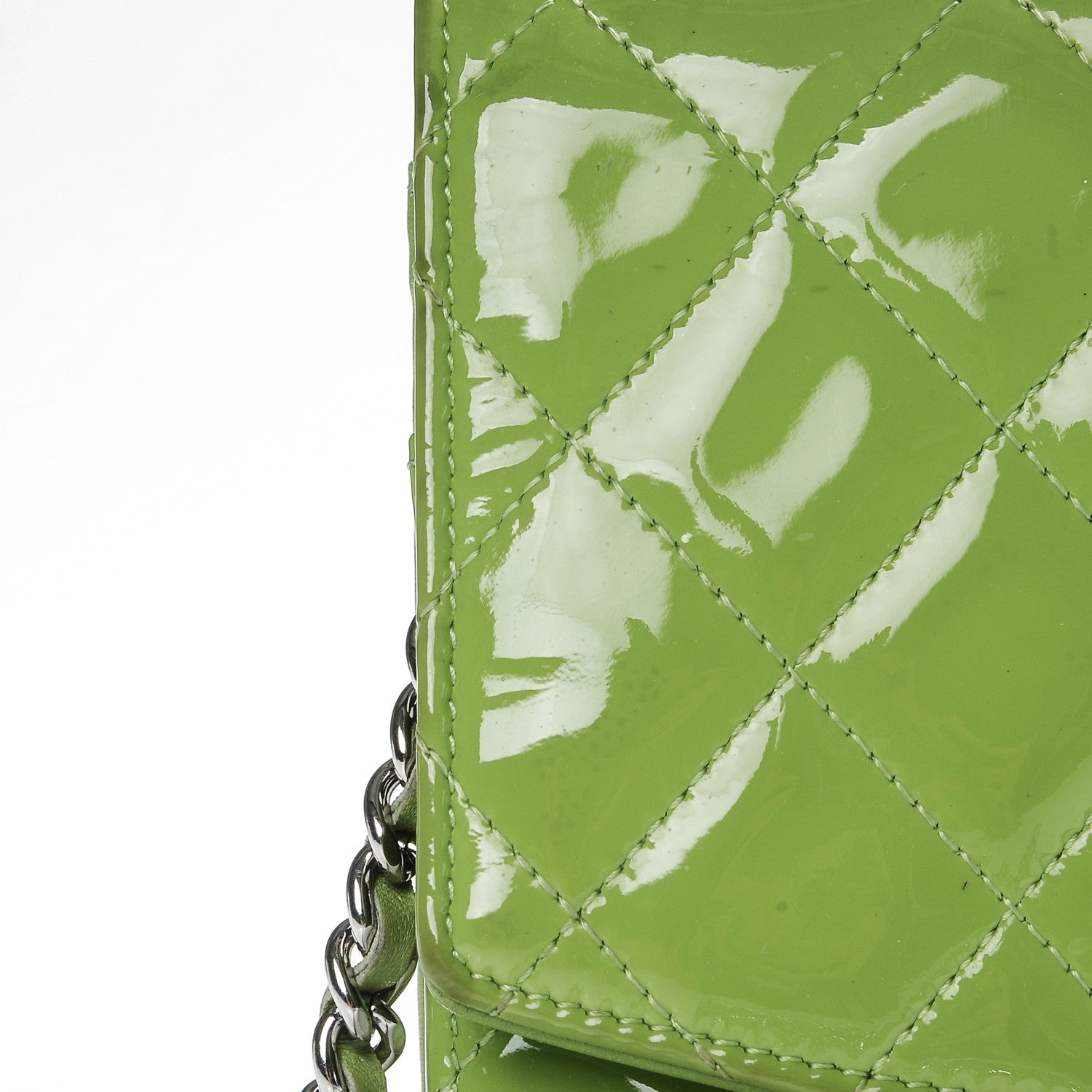 Chanel Patent Quilted Brilliant Wallet On Chain WOC Green 13 of 13