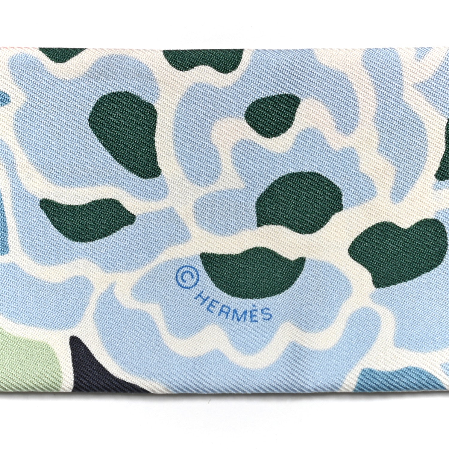 Hermes Silk Bingata Twilly Bleu Ciel Vert Rose 3 of 4
