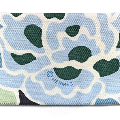 Hermes Silk Bingata Twilly Bleu Ciel Vert Rose 3 of 4