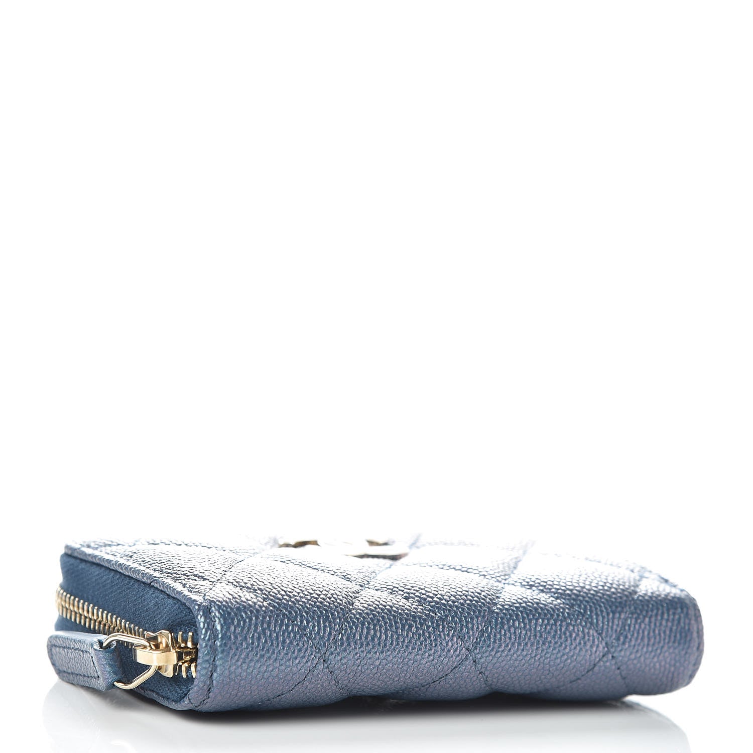 Chanel Iridescent Caviar Quilted Zip Coin Purse Blue 4 of 8