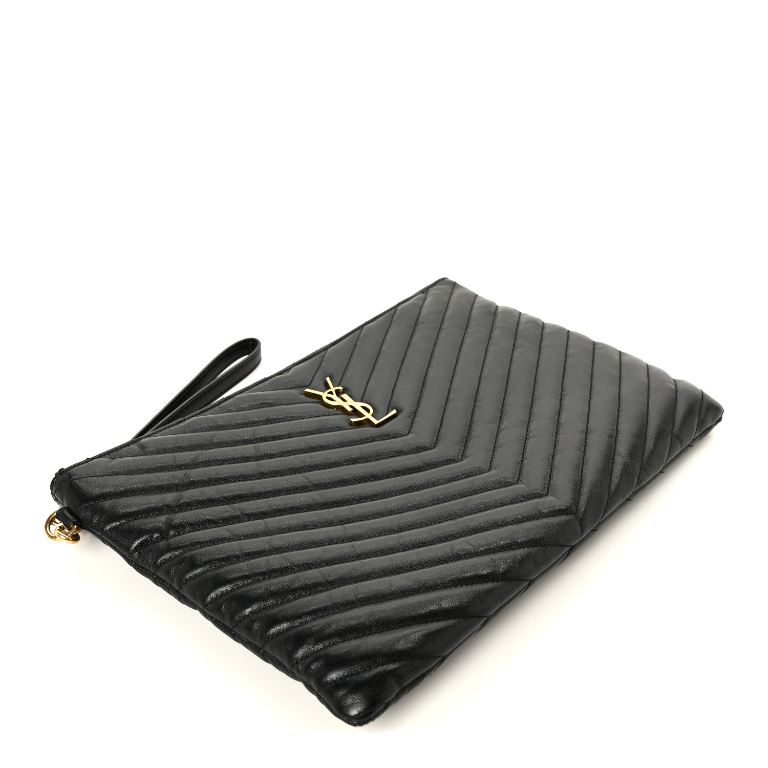 Saint Laurent Calfskin Matelasse Monogram Cassandre Tablet Pouch Black 4 of 9