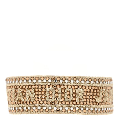 Christian Dior Woven Cotton Crystal Embroidered J'Adior Friendship Bracelet Gold 1 of 3