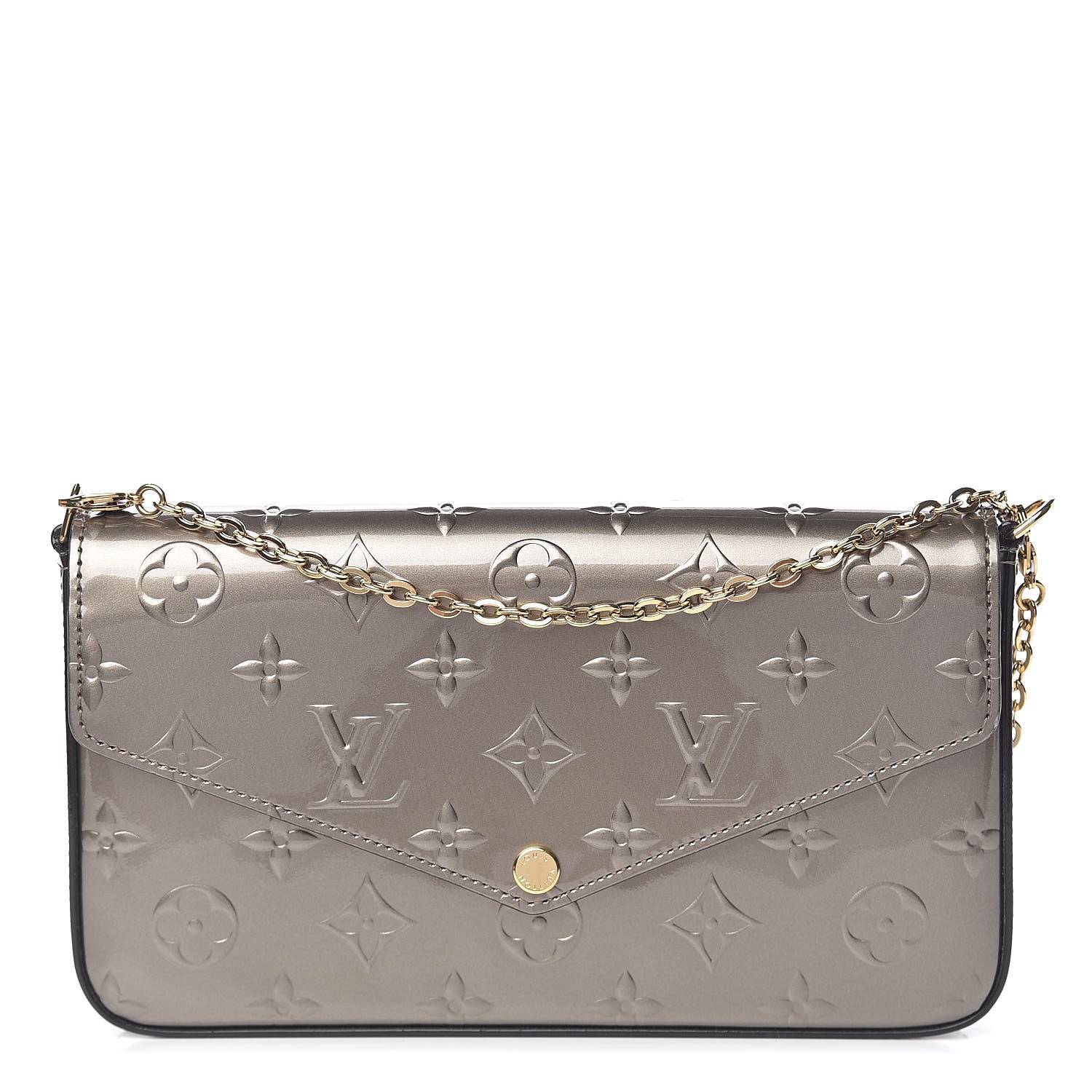 Louis Vuitton Vernis Felicie Pochette Chain Wallet Champagne Metallise 1 of 14