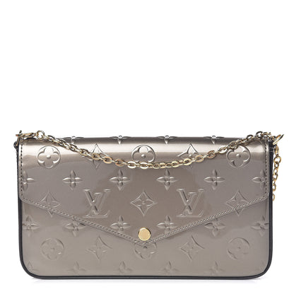 Louis Vuitton Vernis Felicie Pochette Chain Wallet Champagne Metallise 1 of 14