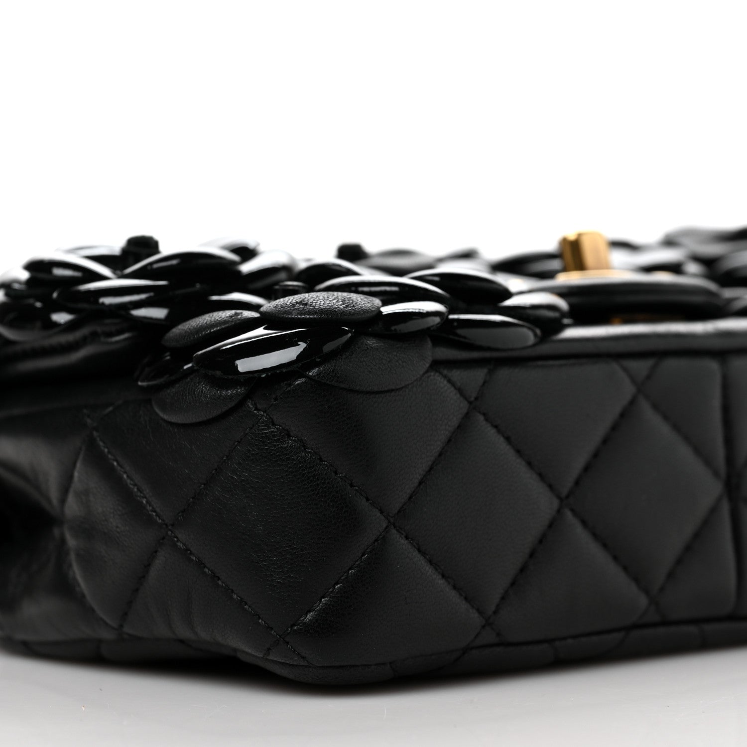 Chanel Lambskin Patent Mini Camellia Flap Black 7 of 9