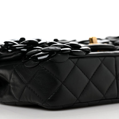 Chanel Lambskin Patent Mini Camellia Flap Black 7 of 9