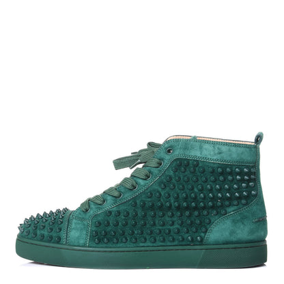 Christian Louboutin Veau Velours Mens Louis Orlato Flat Spikes Sneakers 44 Green 1 of 10