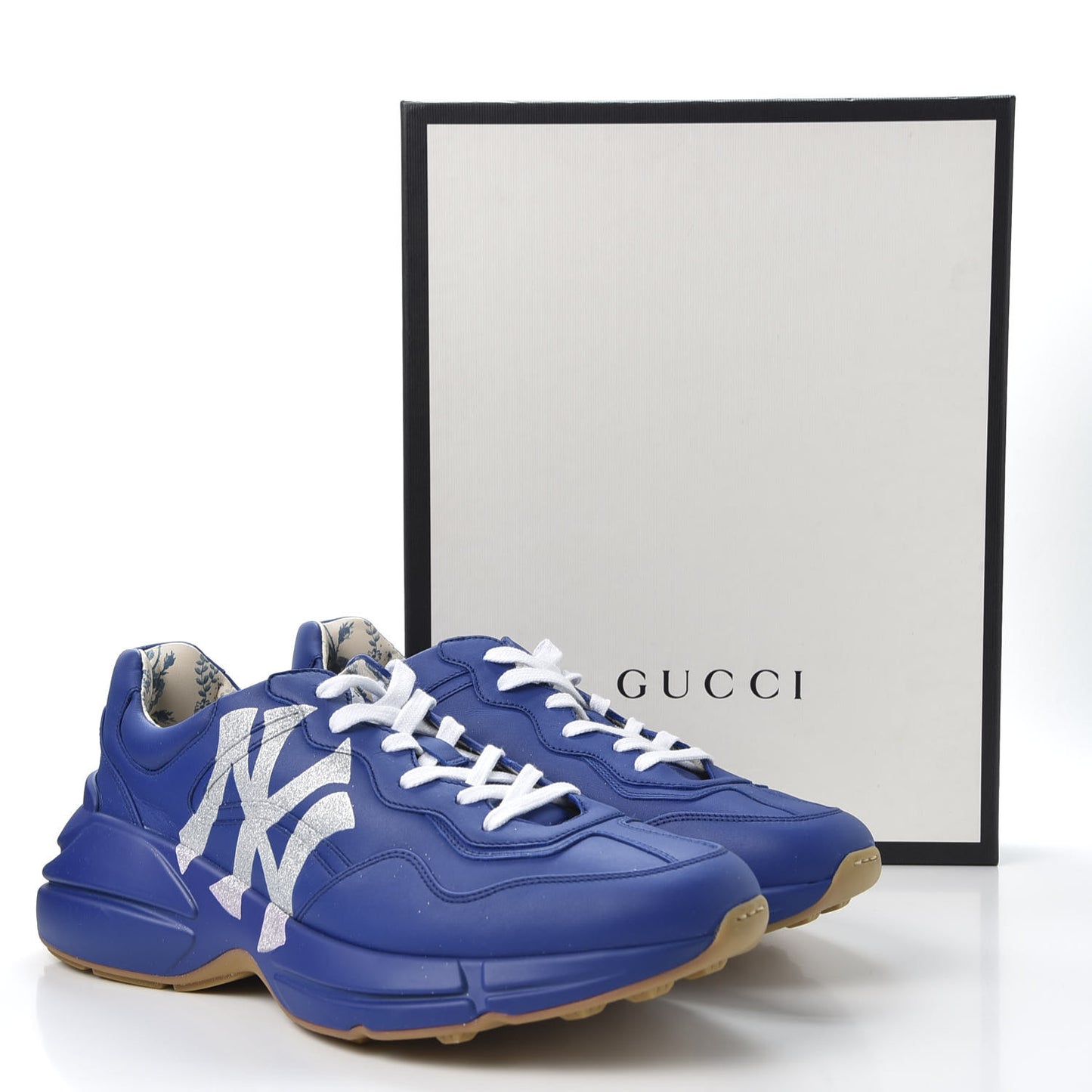X MLB Calfskin NY Yankees Mens Rhyton Sneakers 10 Electric Blue