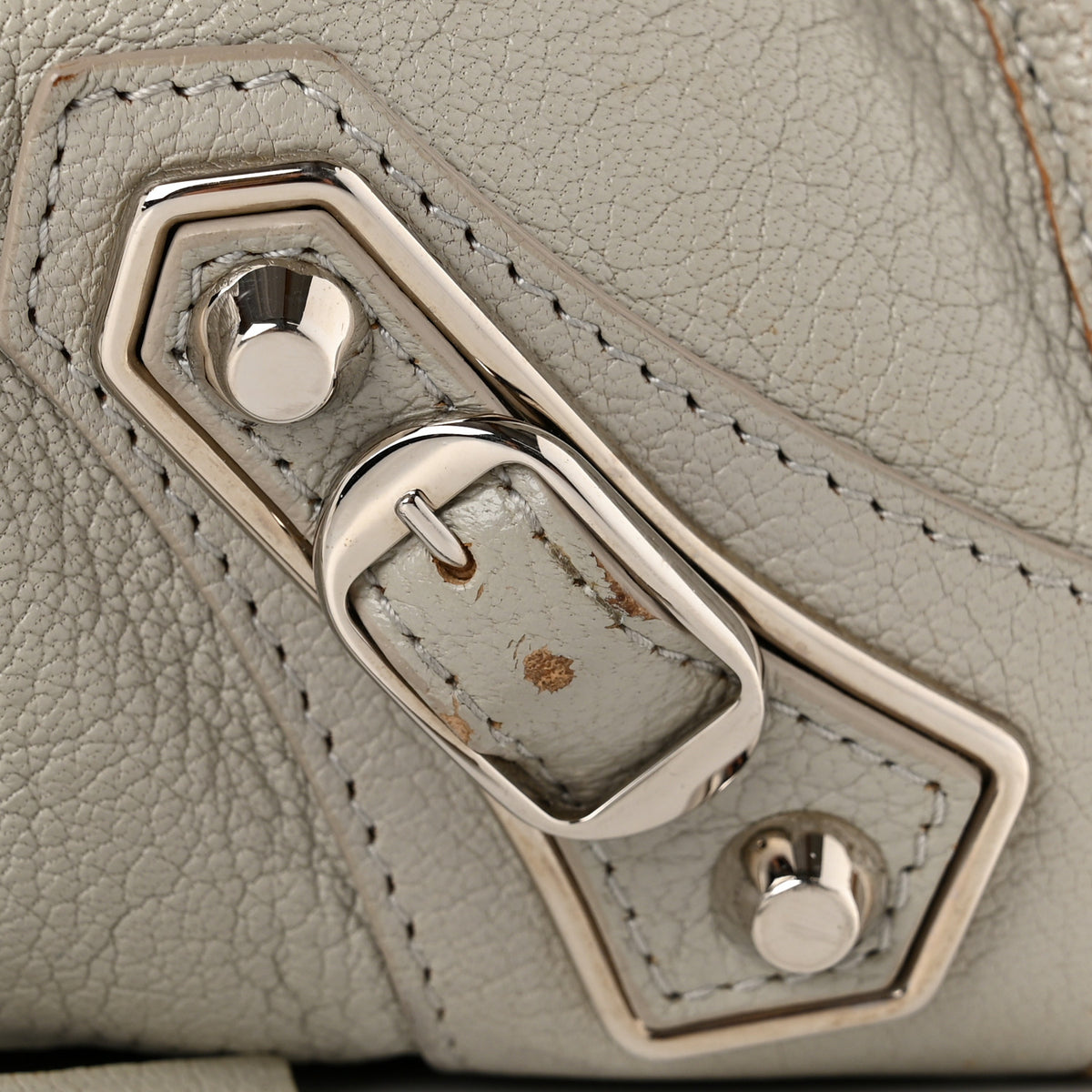 Chevre Silver Metallic Edge Hardware City Gris Glace