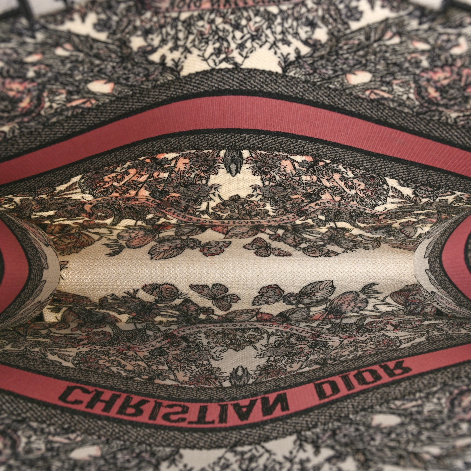 Christian Dior Canvas Embroidered Large Butterfly Around The World Book Tote White Pastel Pink 5 of 8